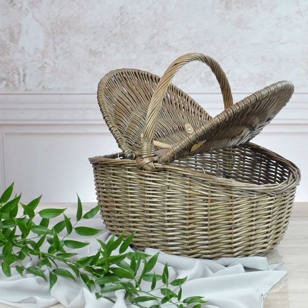 Antique Oval Picnic Basket